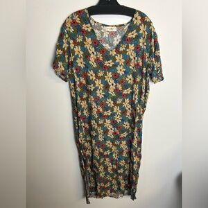 Natural Life Floral Ditsy Floral Boho Relaxed Midi Dress Lightweight Size S